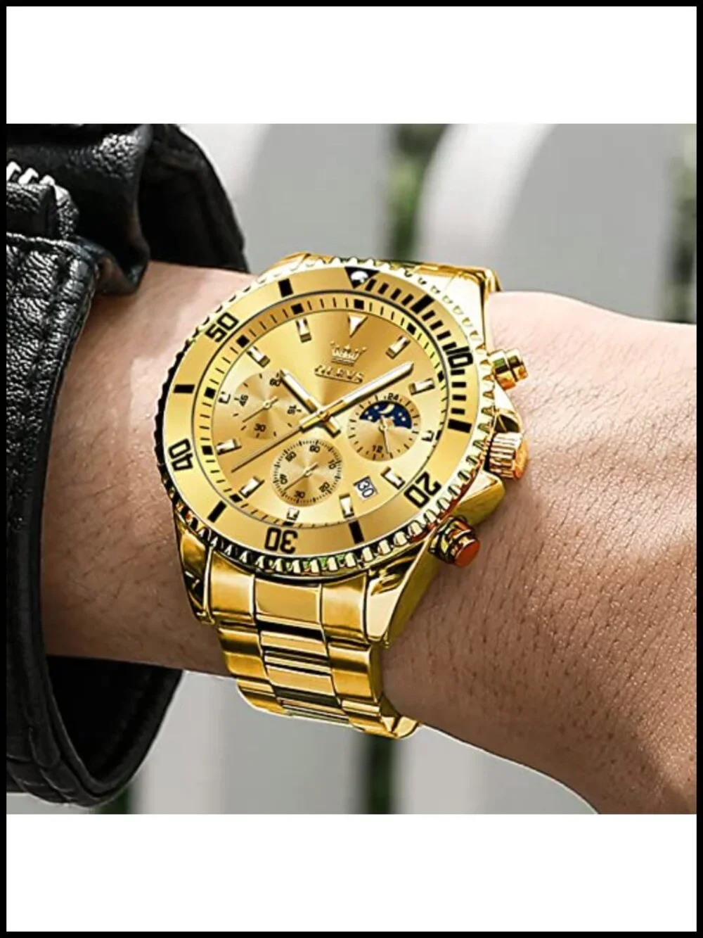 Mens Stainless Steel Watch Big Face Analog Waterproof Luxury Quartz